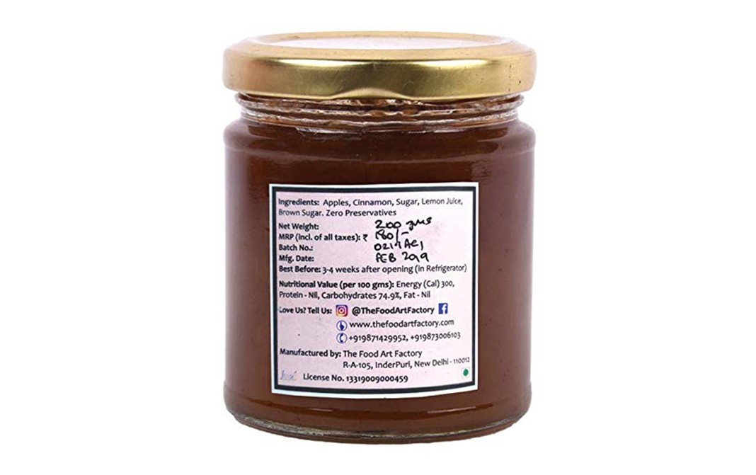The Food Art Factory Apple Caramel Jam    Glass Jar  200 grams